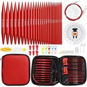 57 pcs Aluminum Circular Knitting Needles Set with Ergonomic Handles,13